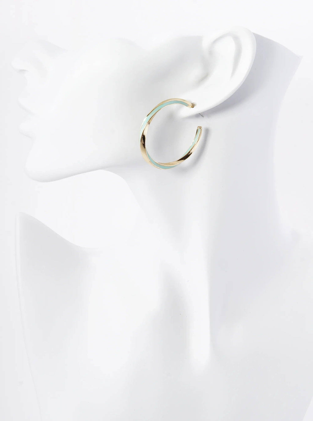 Enamel Filled 40mm Twist Open Hoop Earrings: Blue