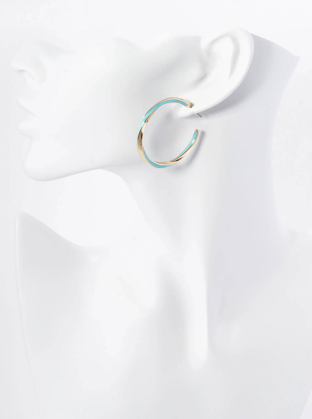 Enamel Filled 40mm Twist Open Hoop Earrings: Blue