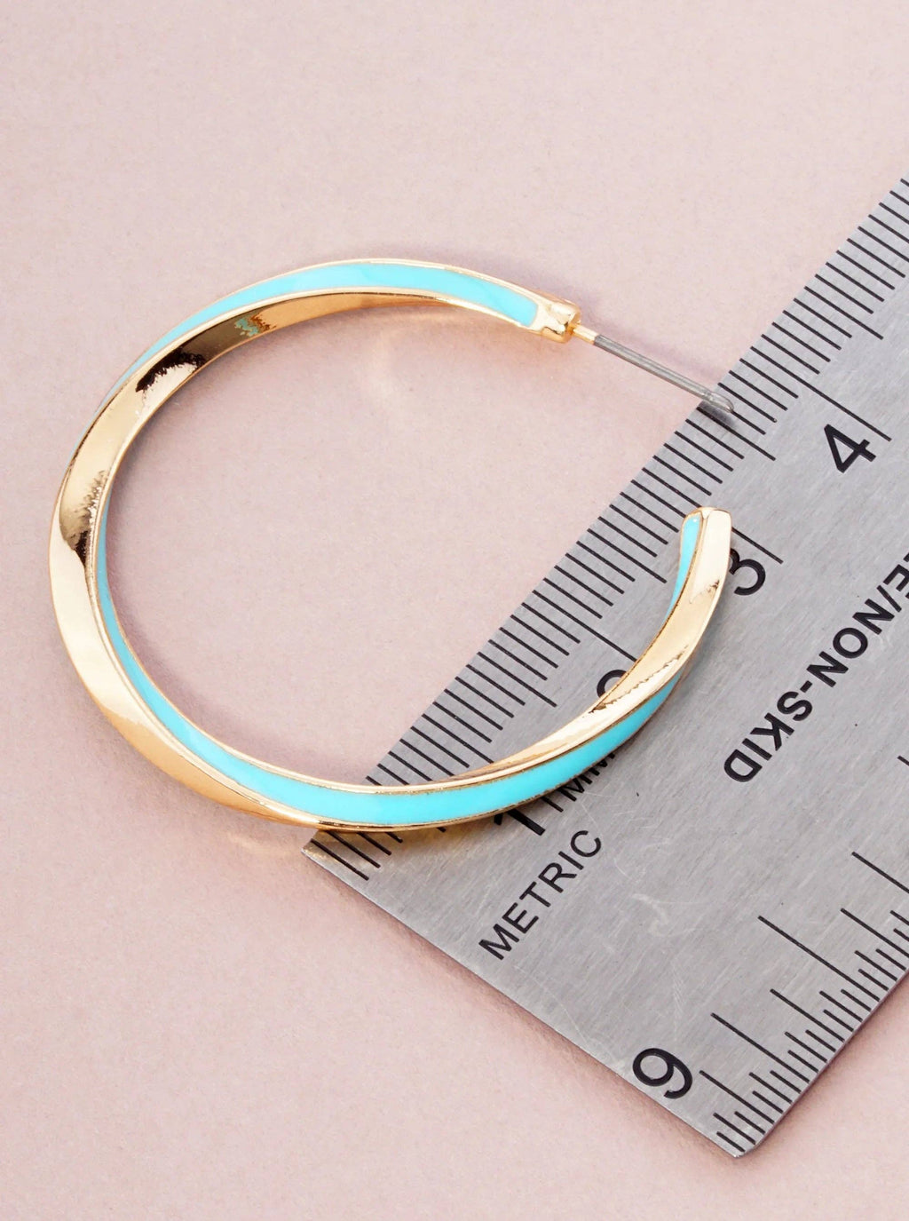 Enamel Filled 40mm Twist Open Hoop Earrings: Blue